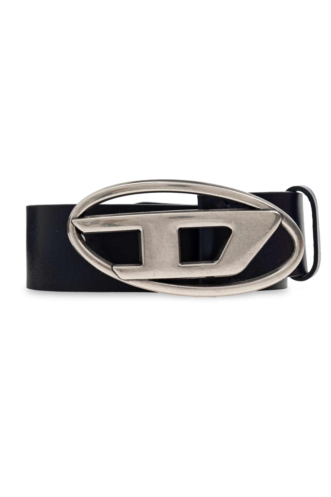【DIESEL】Leather belt with oval D logo / ベルト B-INLAY: Leather belt with metal oval D logo | Diesel